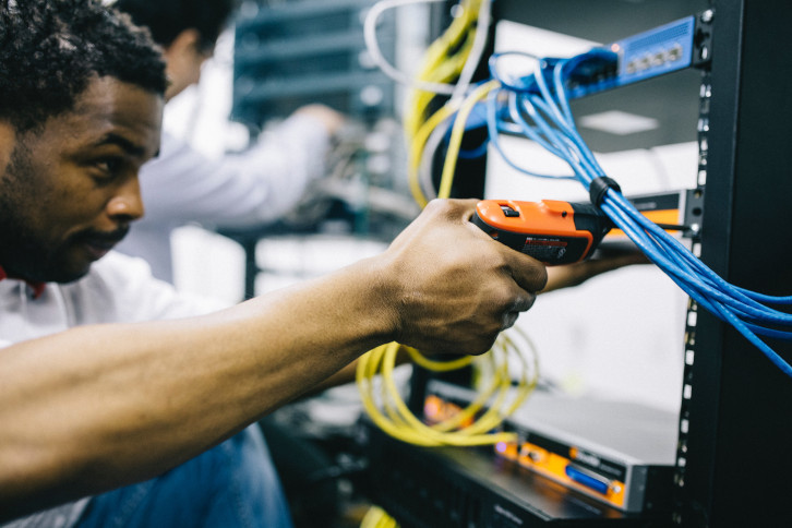 An electrical engineer at work.